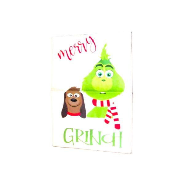 Merry Grinch Garden Flag 12 x 18 Ins Double Sided Spun Polyester Holiday Decor - Picture 1 of 1